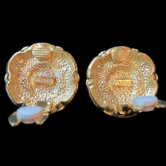 GUCCI 1980 Crested Gripoix Clip Earrings (t47) - Picture 4 of 11